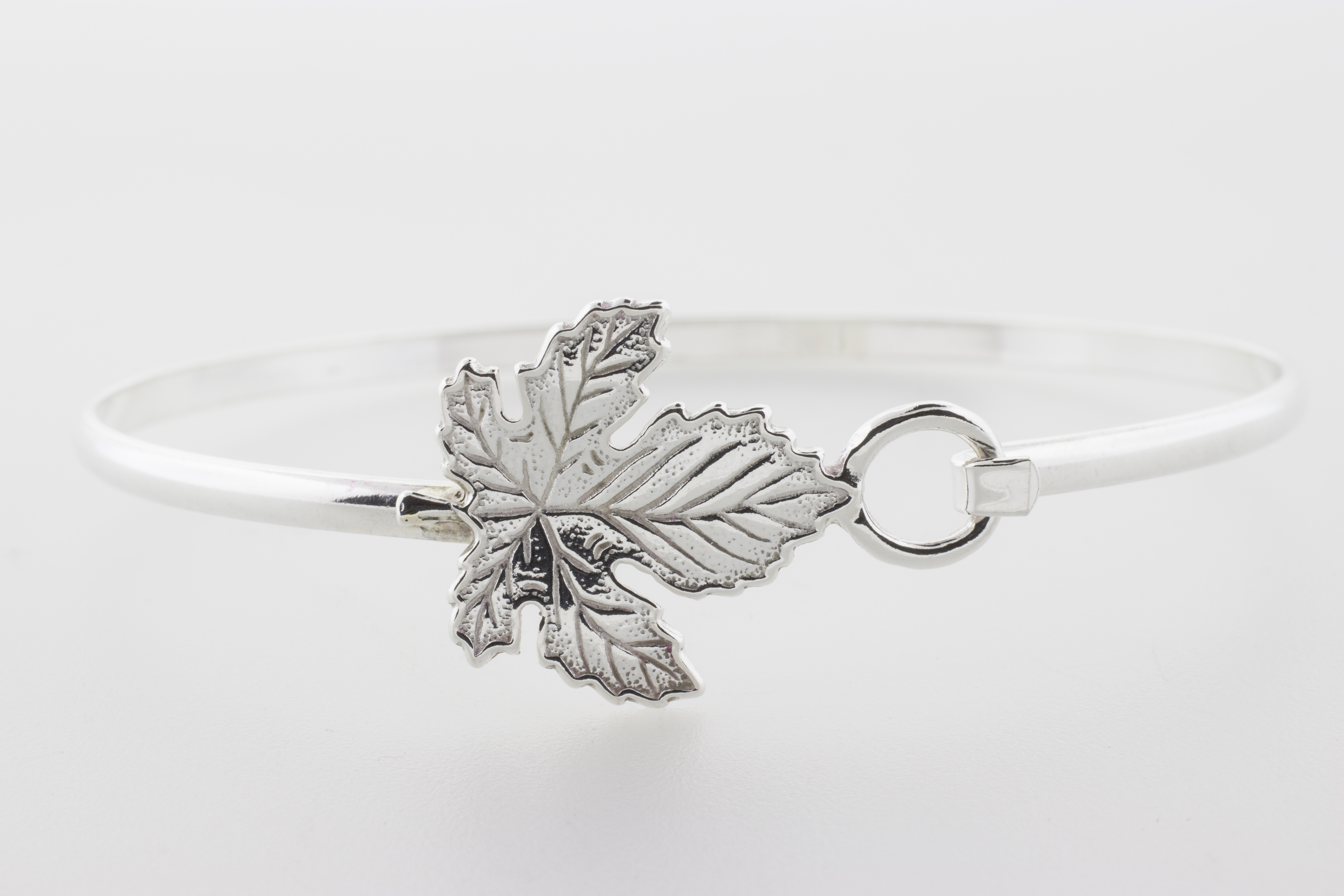 Maple Leaf Sterling Silver Bangle Bracelet