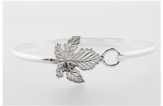 Maple Leaf Sterling Silver Bangle Bracelet