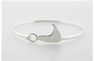 Nantucket Map Sterling Silver Bangle Bracelet