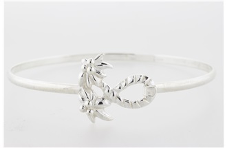 Palm Trees Sterling Silver Bangle Bracelet